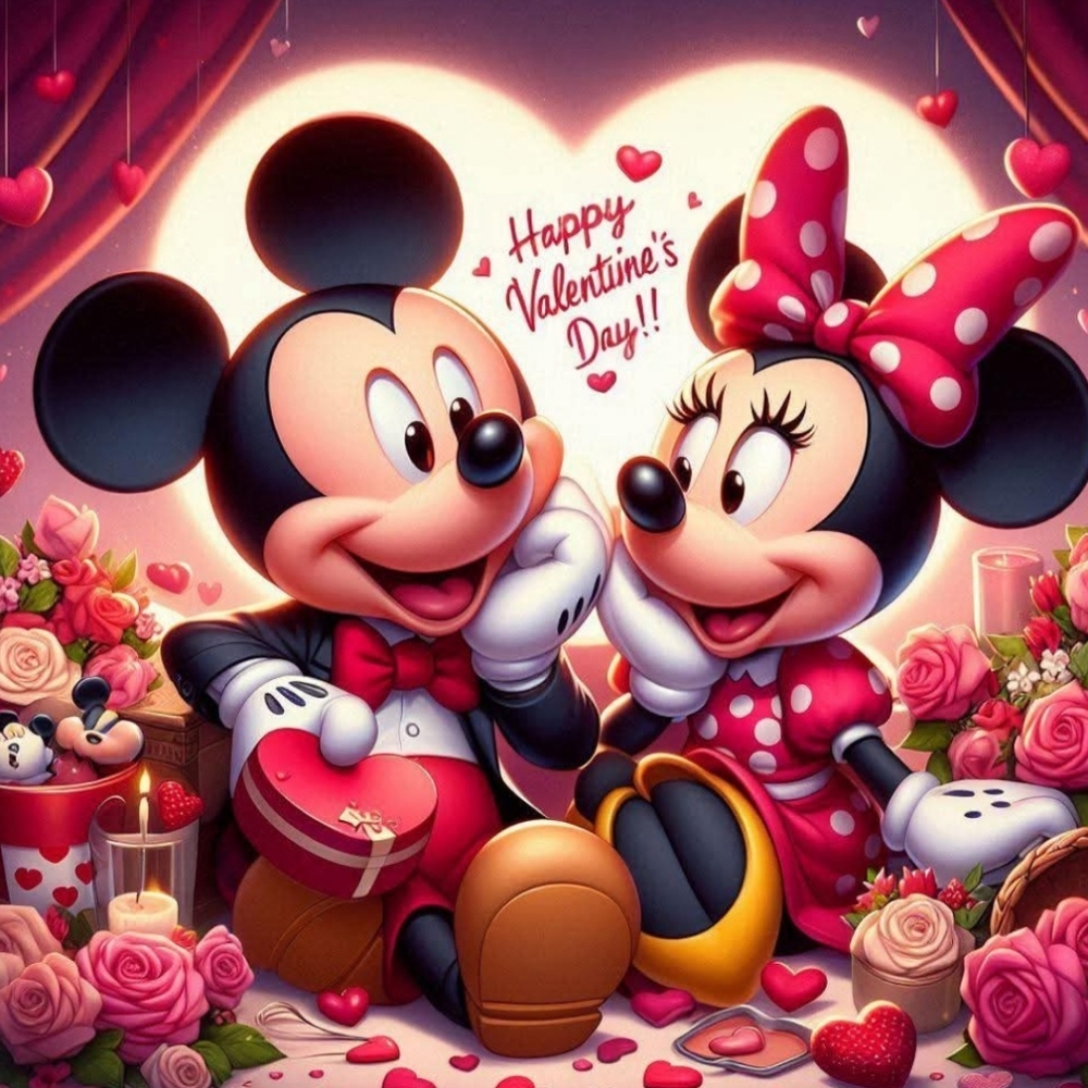 Disney Valentine's Day Mickey and Minnie Mouse Art